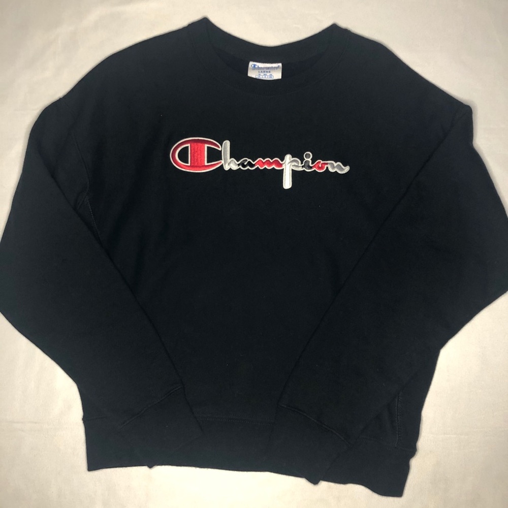 Reverse Weave Champion Crewneck Tricolor Logo